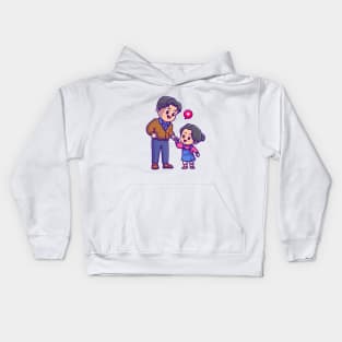 Cute Father With Little Daughter Cartoon Kids Hoodie